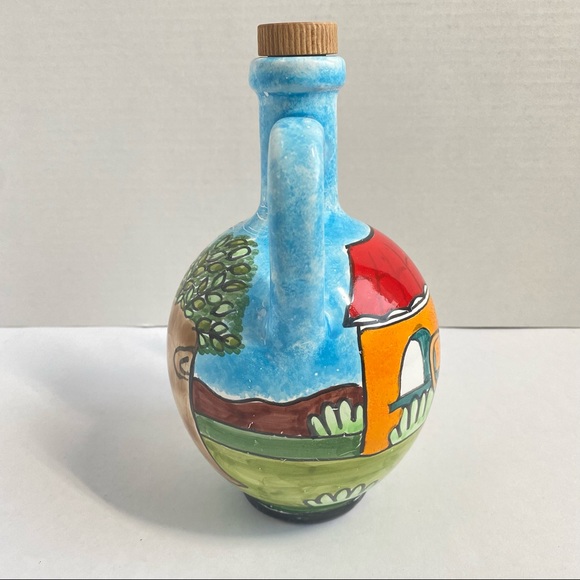 NINO PARRUCCA Hand Painted Ceramic Two Handle Oil Decanter Pitcher Made in Italy - Picture 10 of 13